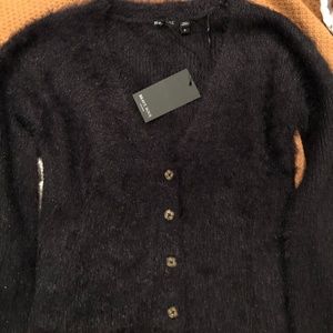 Fluffy v neck cardigan